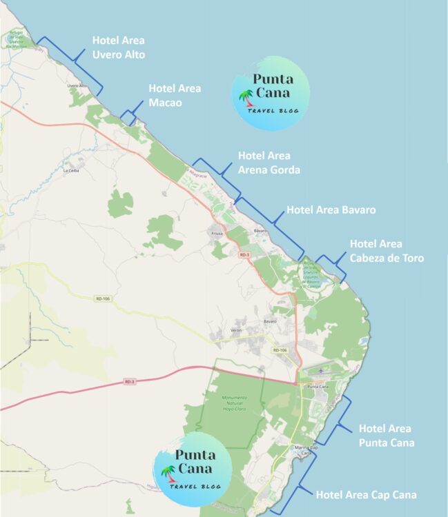 Punta Cana Map a helpful and detailed map of Punta Cana’s Resorts