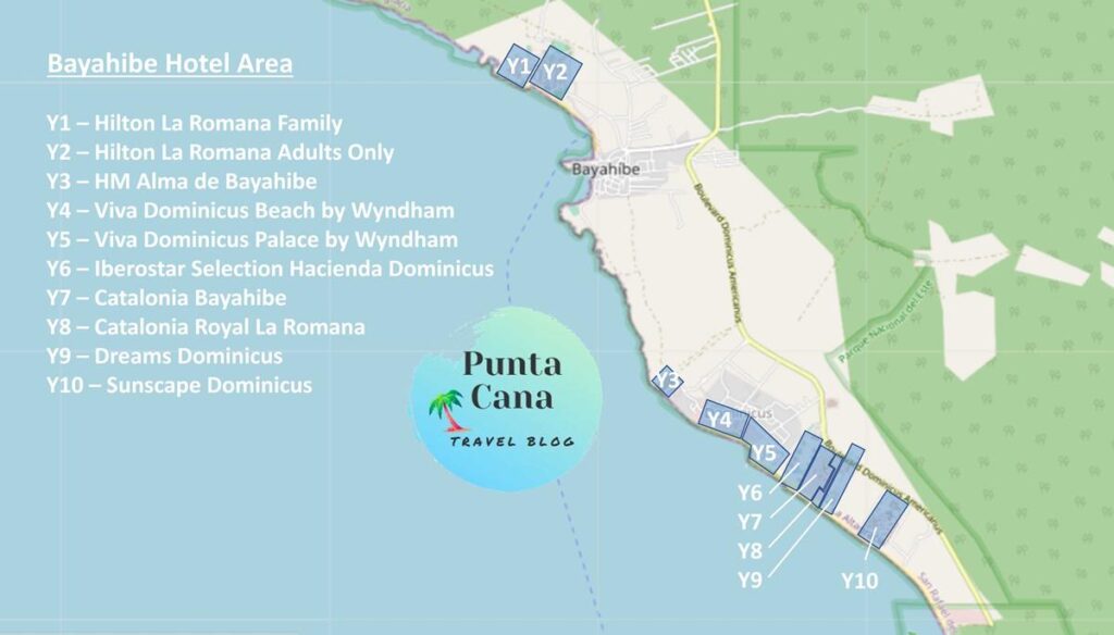 The map for Bayahibes resorts in 2025